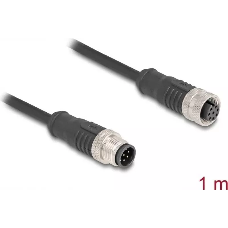 Delock M12 laidas A koduotas 8 kontaktų kištukas į lizdą PVC 1 m (80803)
