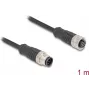 Delock M12 laidas A koduotas 8 kontaktų kištukas į lizdą PVC 1 m (80803)