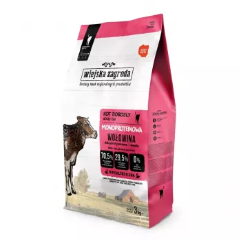 WIEJSKA ZAGRODA Monoprotein Beef - sausas kačių ėdalas - 3kg