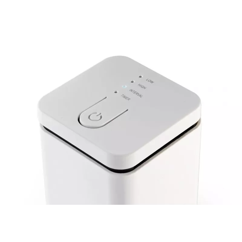 Aromatinis difuzorius Stylies ELARA/WHITE — garinamasis, patalpoms iki 25 m², 2 val. laikmatis, kintamoji srovė/baterija/USB, 1,3 W, 74×74×100 mm