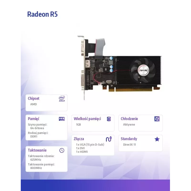 Vaizdo plokštė AFOX Geforce GT210 1GB DDR3, žemo profilio, PCIe x16