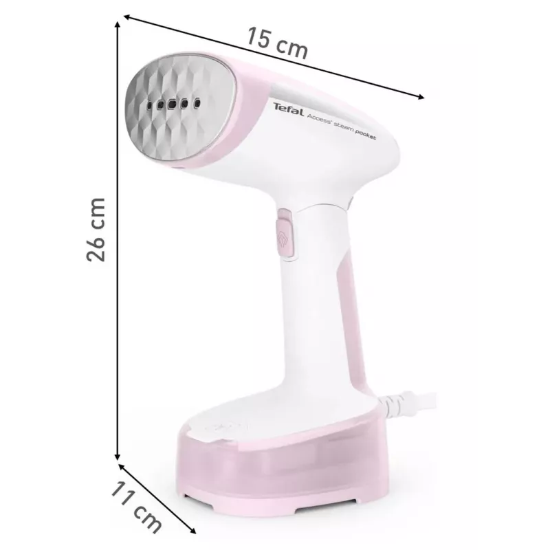 Rankinis drabužių garintuvas Tefal DT3050, 1300 W, 20 g/min garo, 0,12 L bakelis, 2,6 m laidas, rožinis