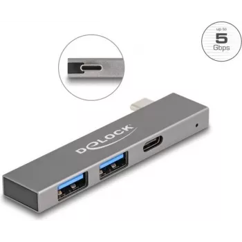 DeLOCK 3 prievadų plonas USB šakotuvas DeLOCK USB Type-C 5 Gbps 2 x Type-A