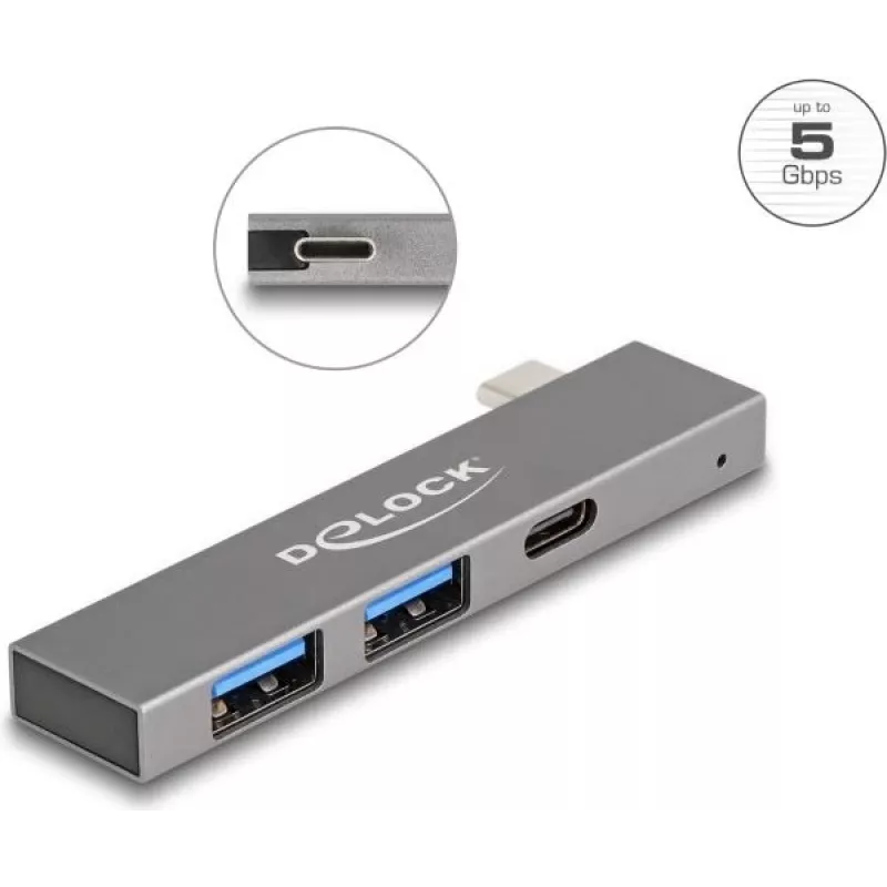 DeLOCK 3 prievadų plonas USB šakotuvas DeLOCK USB Type-C 5 Gbps 2 x Type-A