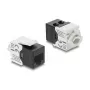 Keystone modulis RJ45 į LSA Cat.6 UTP su fiksavimo spaustuku ir be kabelių raiščių — DELOCK 90794, plokščias juodas/baltas, 16,1×30×19,4 mm