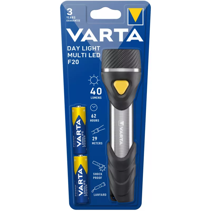 Rankinis žibintuvėlis Varta Day Light Multi LED F20 juodas sidabrinis geltonas