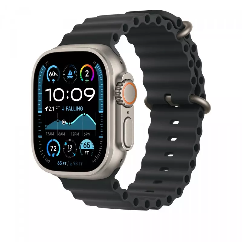 Dirželio prailginimas Apple 49mm juodas Ocean Band natūralaus titano apdaila