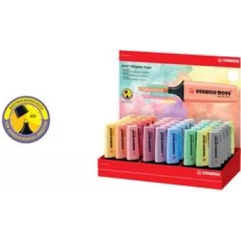 Žymeklių rinkinys Stabilo BOSS Originali Pastel — 45 vnt., kaltinis antgalis, įvairiaspalvis