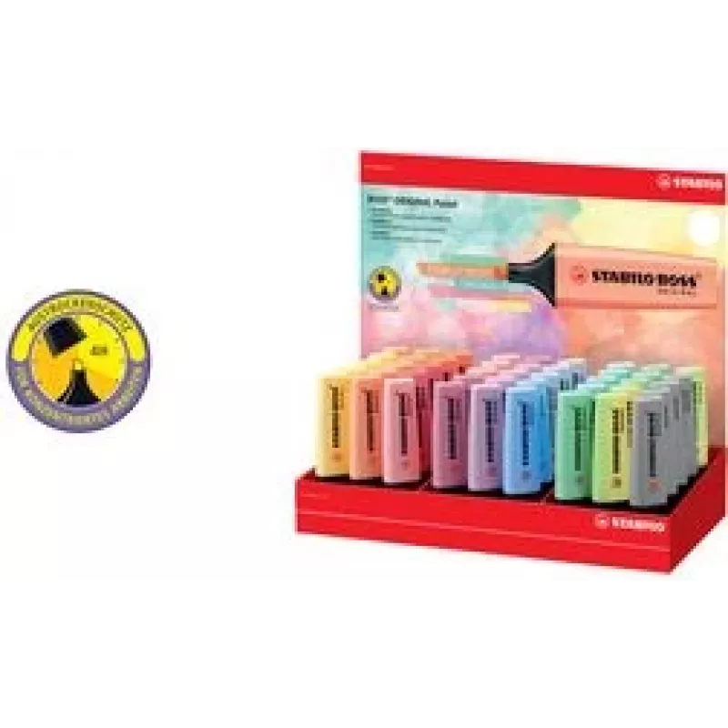 Žymeklių rinkinys Stabilo BOSS Originali Pastel — 45 vnt., kaltinis antgalis, įvairiaspalvis