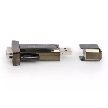 DIGITUS USB 2.0 į RS-232 keitiklis DSUB 9M, su USB A laidu 80 cm, FTDI lustas USB 2.0 į RS232 (FT232RL)