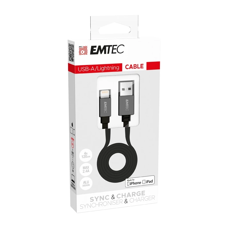 Laidas Emtec T700A 1,2 m juodas