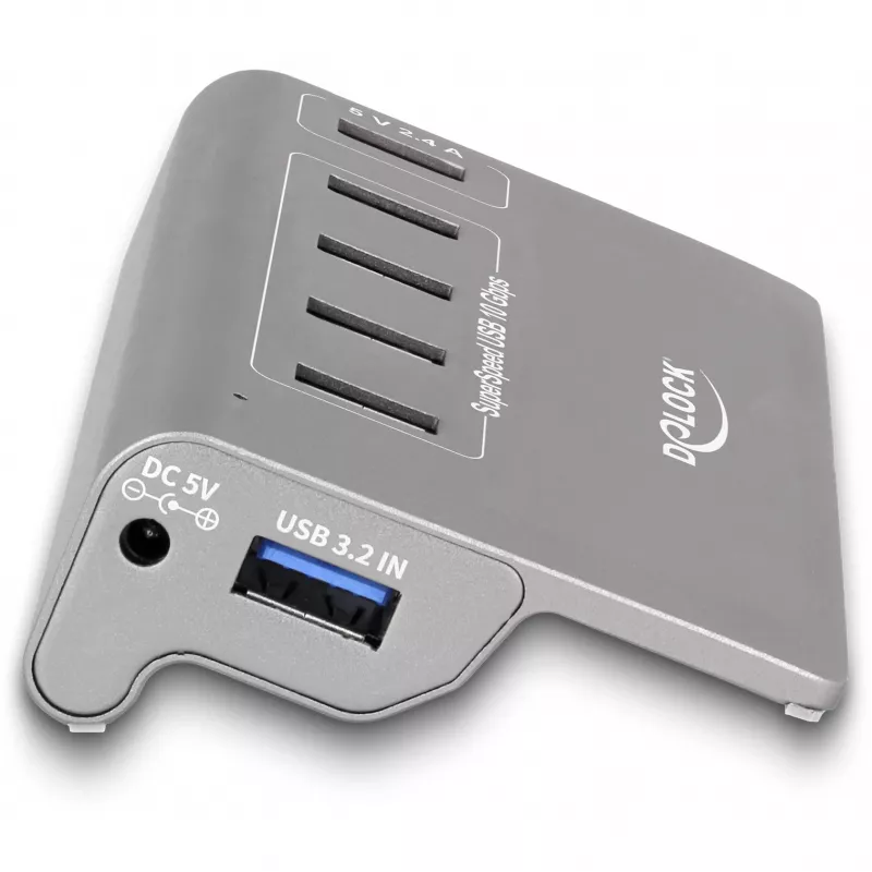 DeLOCK USB šakotuvas 10 Gbps 4 Type-A prievadai 1 greitojo įkrovimo prievadas