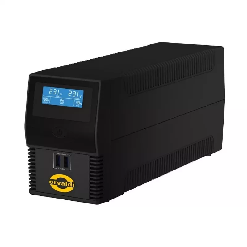 UPS ORVALDI I650 0,6 kVA (360 W) su LCD ekranu ir USB, 4x IEC išėjimai