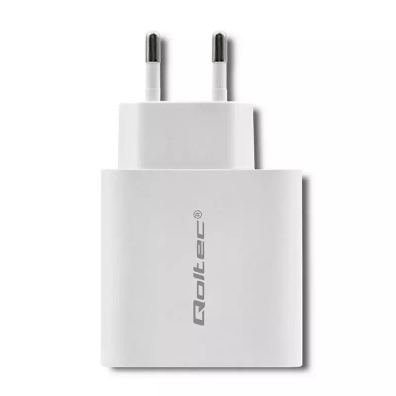 Qoltec 51718 įkroviklis | 45W | 5-20V | 2.4-3A | USB type C PD | USB | Balta