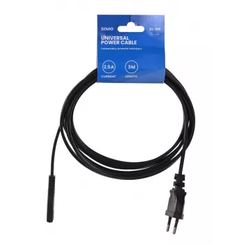 Savio - Maitinimo laidas 2 kontaktų M 3m CL-105 Juodas - Laidas (CL-105)