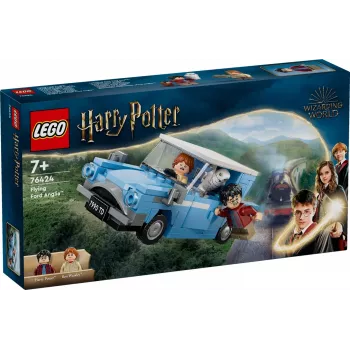 LEGO Harry Potter Skraidantis Ford Anglia automobilio žaislas 7 metų ir vyresniems vaikams, berniukams ir mergaitėms, pastatomas modelis su Roniu Vizliu minifigūrėle ir Hedviga