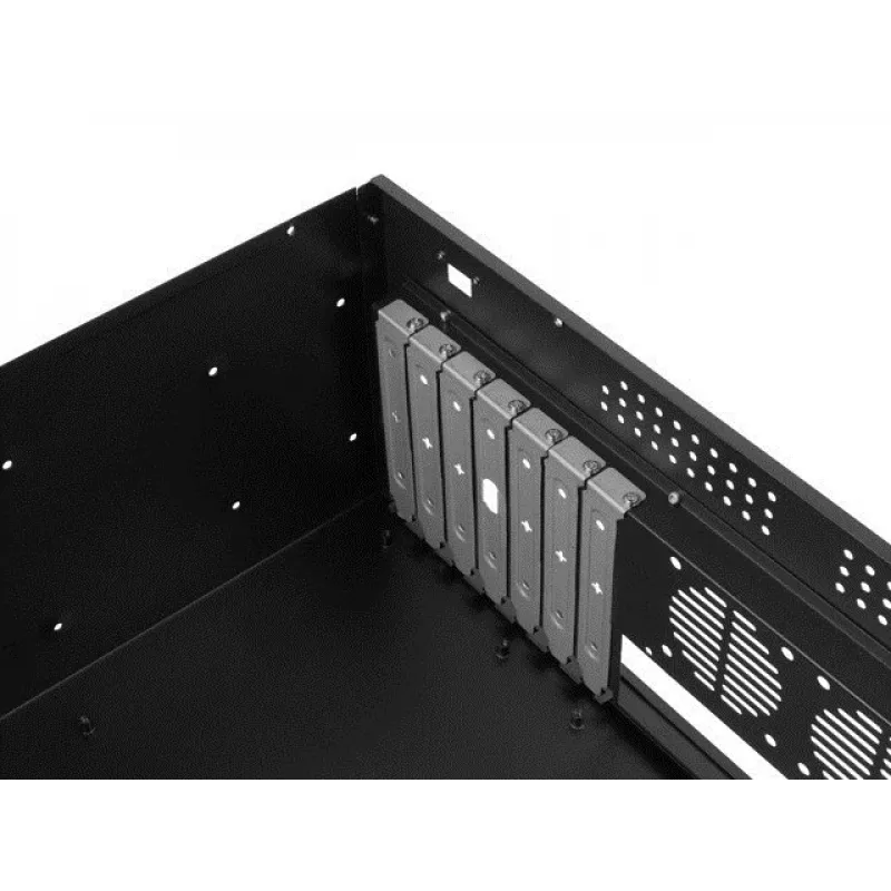 Rack korpusas LANBERG SC01-3504-10B, 1x 3.5 colio + 1x 2.5 colio lizdai, 7 išplėtimo lizdai, 2x 120mm priekiniai ventiliatoriai, USB2.0