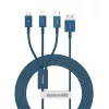 USB laidas 3in1 Baseus Superior Series, USB į micro USB / USB-C / Lightning, 3,5A, 1,5 m (mėlynas)