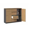 Komoda iš viršutinės parduotuvės Topeshop 2D4S ANT/ART BA KPL — 4 stalčiai, antracitas/ąžuolas, 1200×400×970 mm, medžio drožlių plokštė