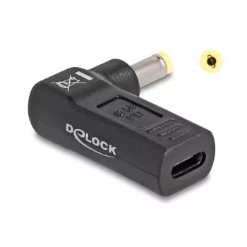 DeLOCK adapteris USB Type-C lizdas į HP 4,8 x 1,7 mm kištuką 90° kampu