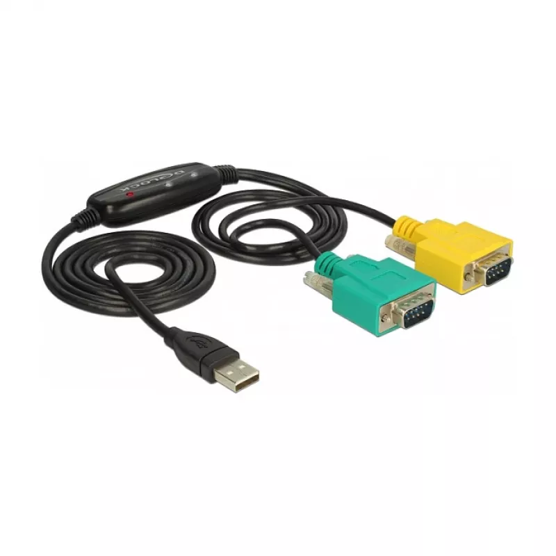 Serijinis kabelis DeLOCK 63466 USB Type-A DB-9 1,5 m juodas žalias geltonas
