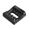 Baterijų įkroviklis XTAR 4 lizdų AA/AAA (Li-ion, NiMH) USB-C, LED indikatoriai, juodas