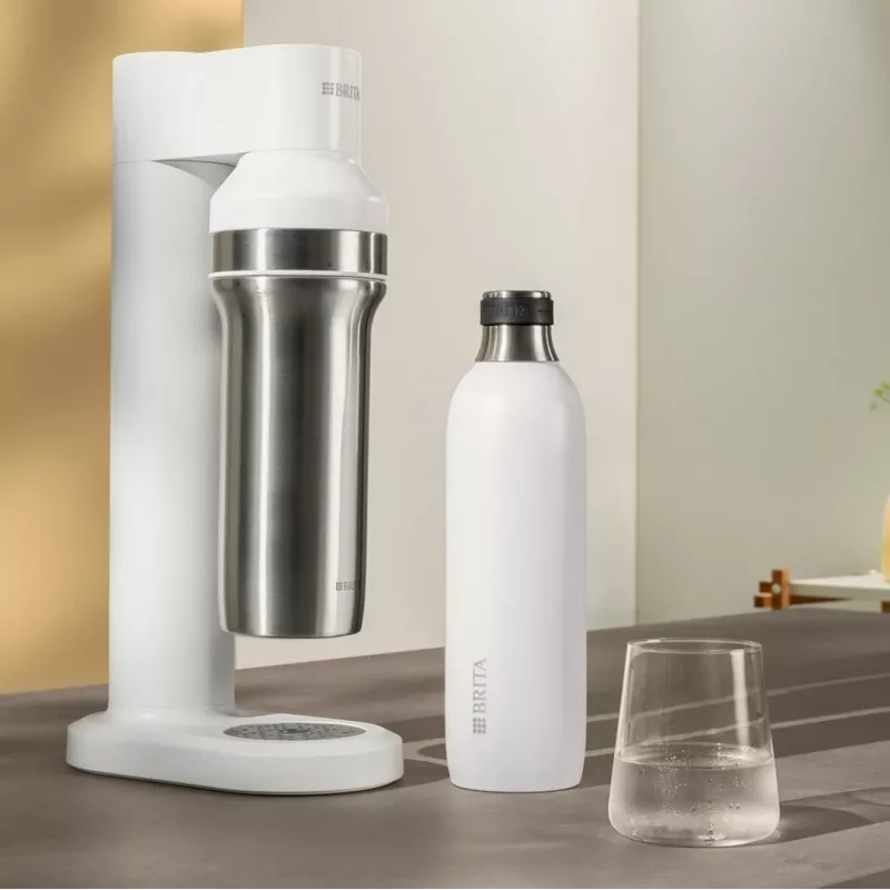 Gazuojantis butelis BRITA 1046738 gazuotiems gėrimams gaminti, nerūdijantis plienas, 650 ml, 77 mm Ø, 278 mm aukštis