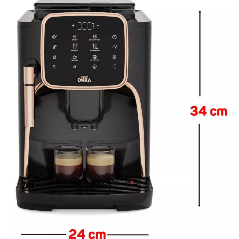 Okka Espresso Pro, visiškai automatinis, juodas/bronzinis, 1450 W