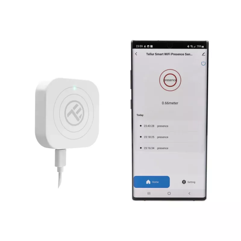 Buvimo jutiklis Tellur TLL331552 WiFi White — belaidis buvimo detektorius, baltas