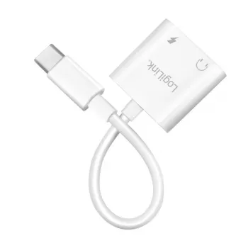 LogiLink USB-C garso adapteris USB-C/M į 2x USB-C/F 60W PD balta
