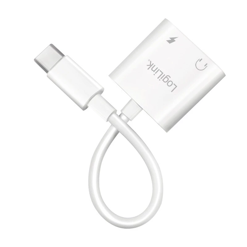 LogiLink USB-C garso adapteris USB-C/M į 2x USB-C/F 60W PD balta