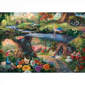 Schmidt Spiele 59636 Thomas Kinkade Disney Alisa Stebuklų šalyje dėlionė, 1000 detalių, kontūrinė, animaciniai personažai