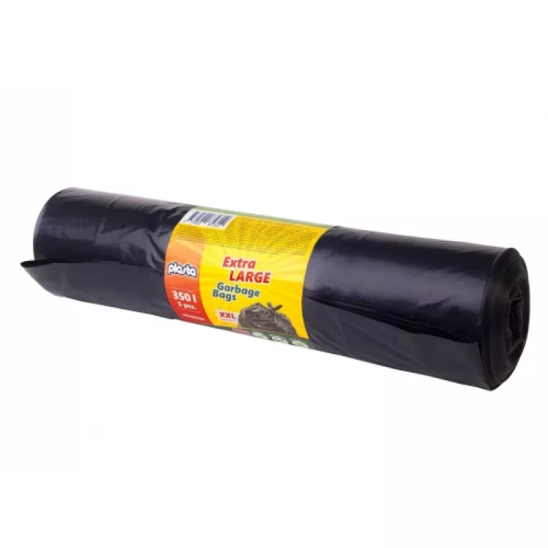 Šiukšlių maišai, 350 l/5 vnt., 60 mikr., juodi