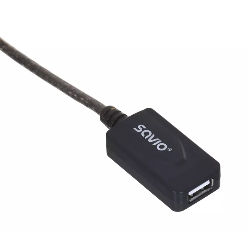 Aktyvus USB prievado ilgintuvas SAVIO CL-130 10 m USB 2.0 A kištukas–lizdas, 5 V, juodas