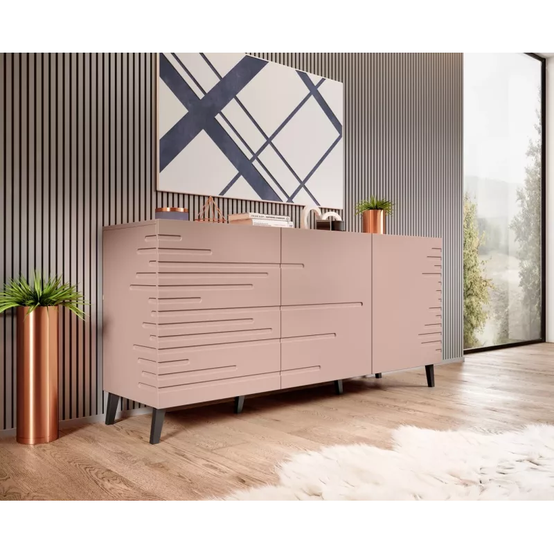Komoda cama meble Cama Nova 155×40×72 cm, matinė rožinė, MDF korpusas