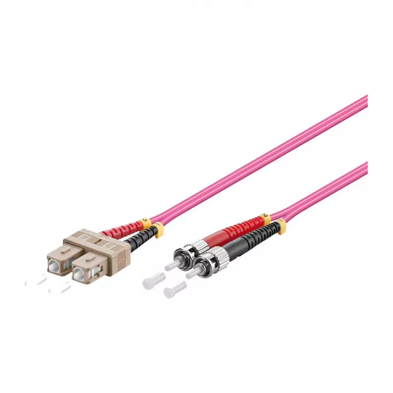 komutacinis kabelis LWL Duplex OM4 (Multimode, 50/125) SC/ST, LSZH, reversible polarity, 0,5m, Good Connections®