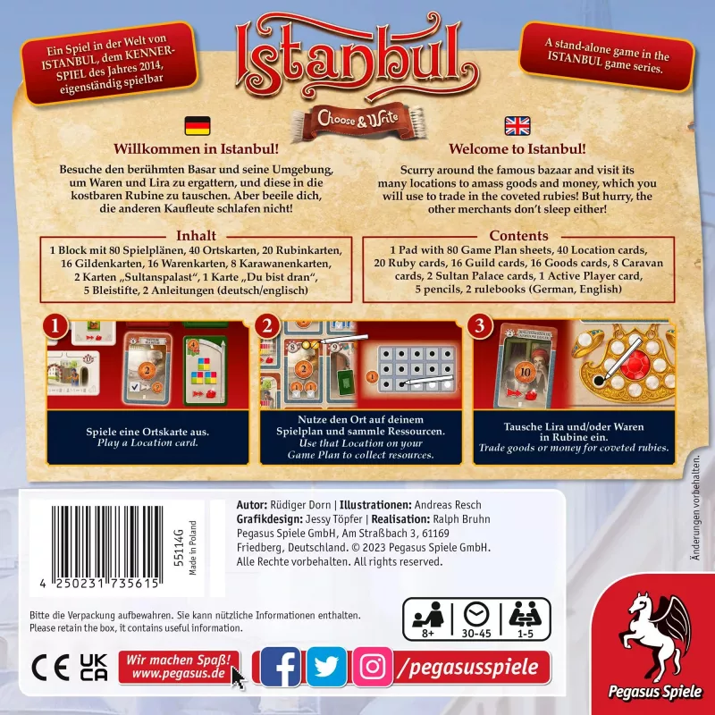 Istanbul - Choose & Write, stalo žaidimas
