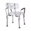 Dušo kėdė ActionMed KP300AM su atlošu ir porankiais, polipropilenas, reguliuojamas aukštis 43–56 cm, sėdynė 40×33 cm, maks. naudotojo svoris 110 kg