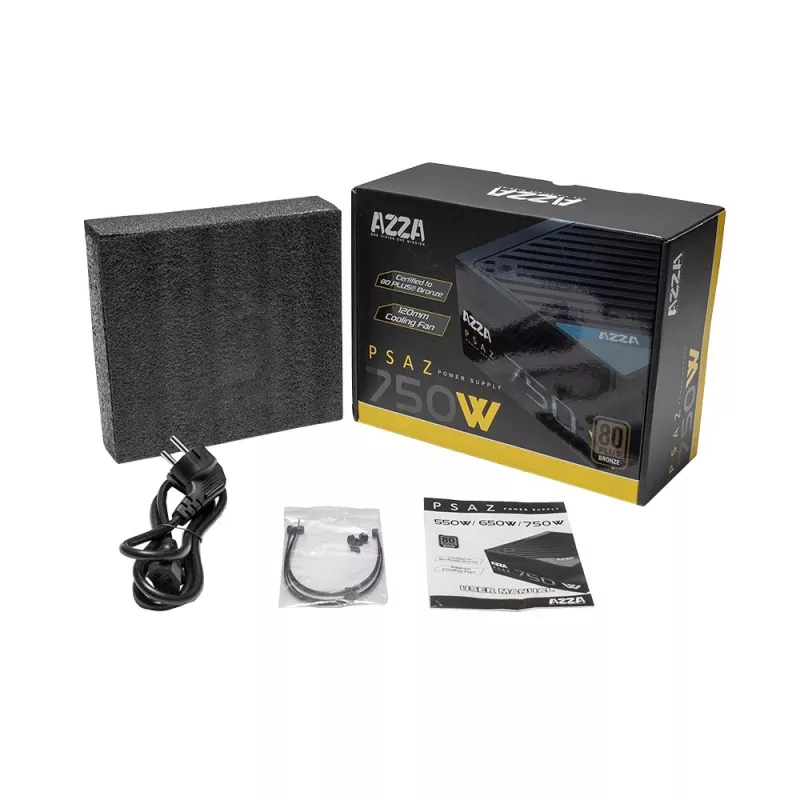 Azza PSAZ-750W maitinimo blokas 20+4 kontaktų ATX ATX Juoda
