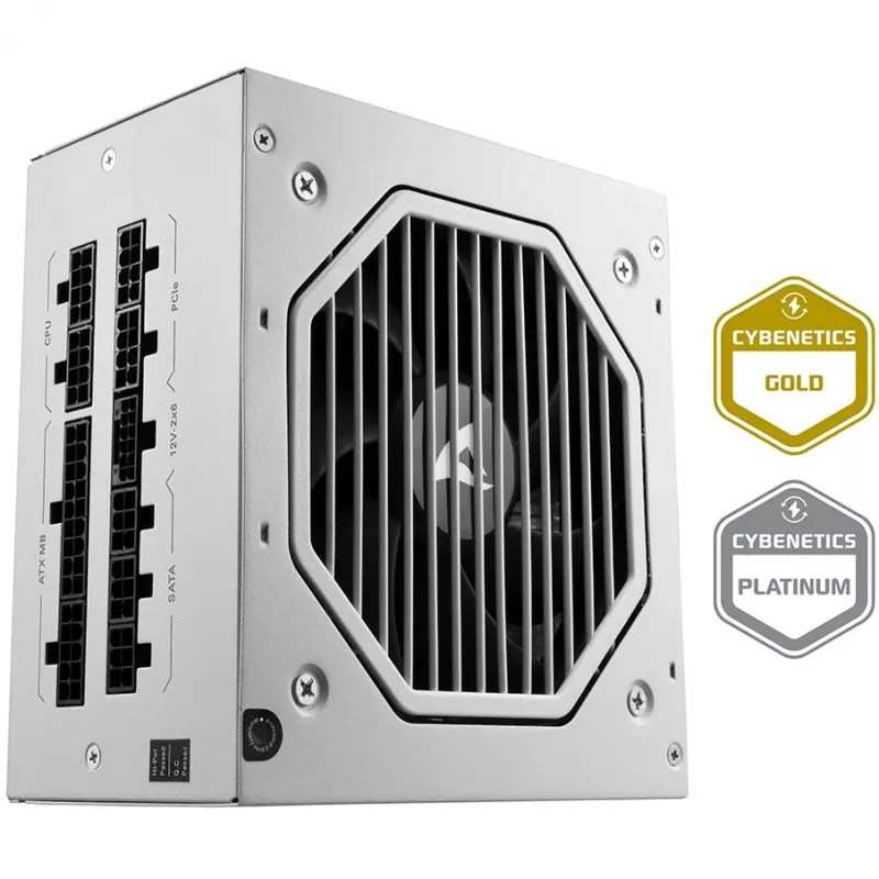 Sharkoon Rebel P20 1200 White 1x 12 Pin High Power Connector 4x PCIe kabelių valdymas PC Serverių maitinimo šaltinis
