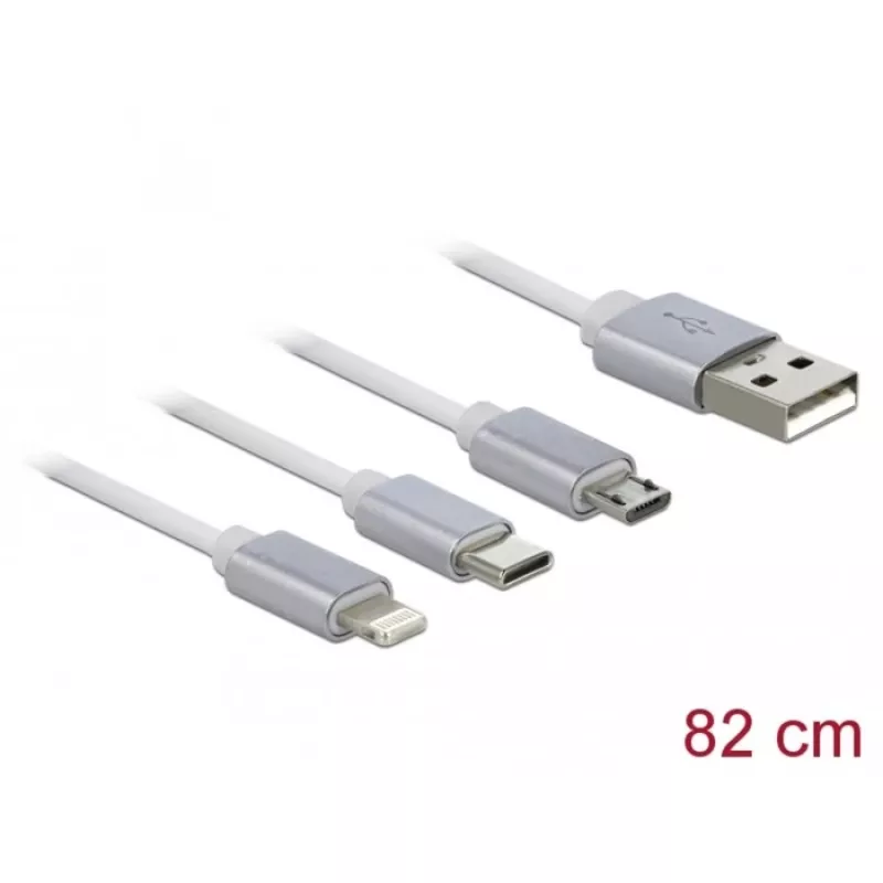 USB laidas DeLOCK 85850 0,98 m USB 2.0 USB A USB C/Micro-USB B/Lightning