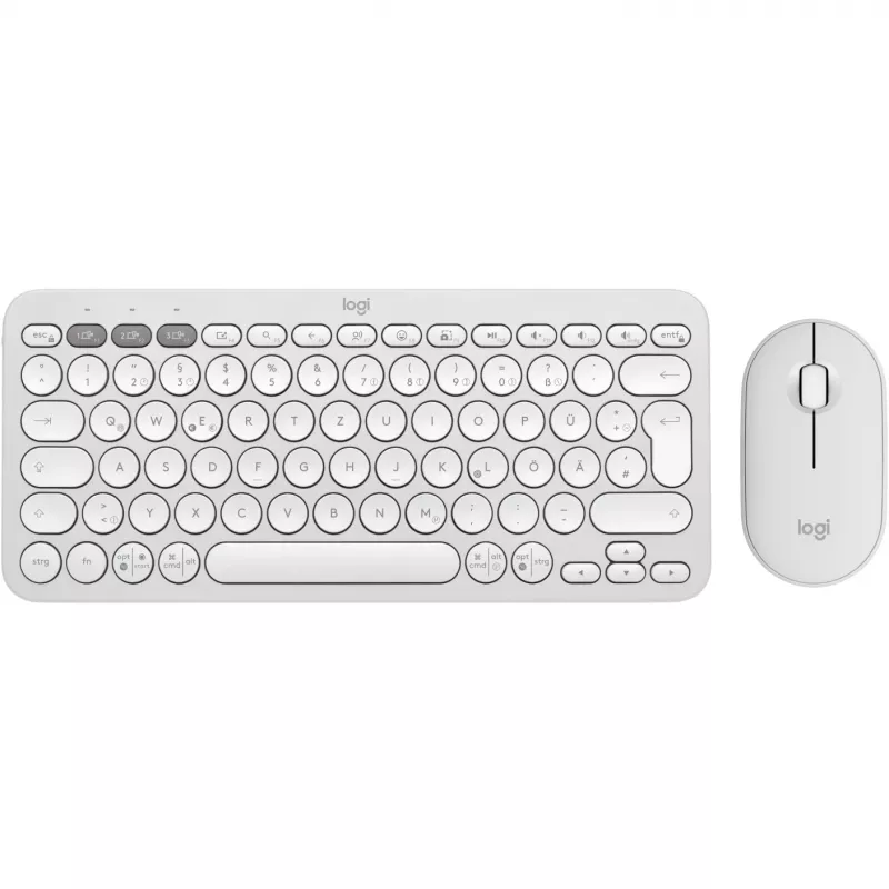 Logitech Pebble 2 Combo rinkinys, baltas, belaidis, vokiškas, 920-012204