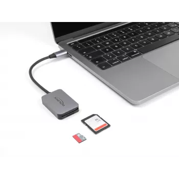 DELOCK USB Type-C kortelių skaitytuvas aliuminis SD Micro SD 5000 Mbit/s