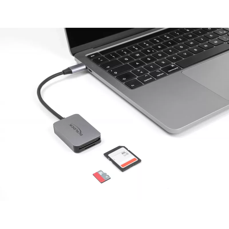 DELOCK USB Type-C kortelių skaitytuvas aliuminis SD Micro SD 5000 Mbit/s