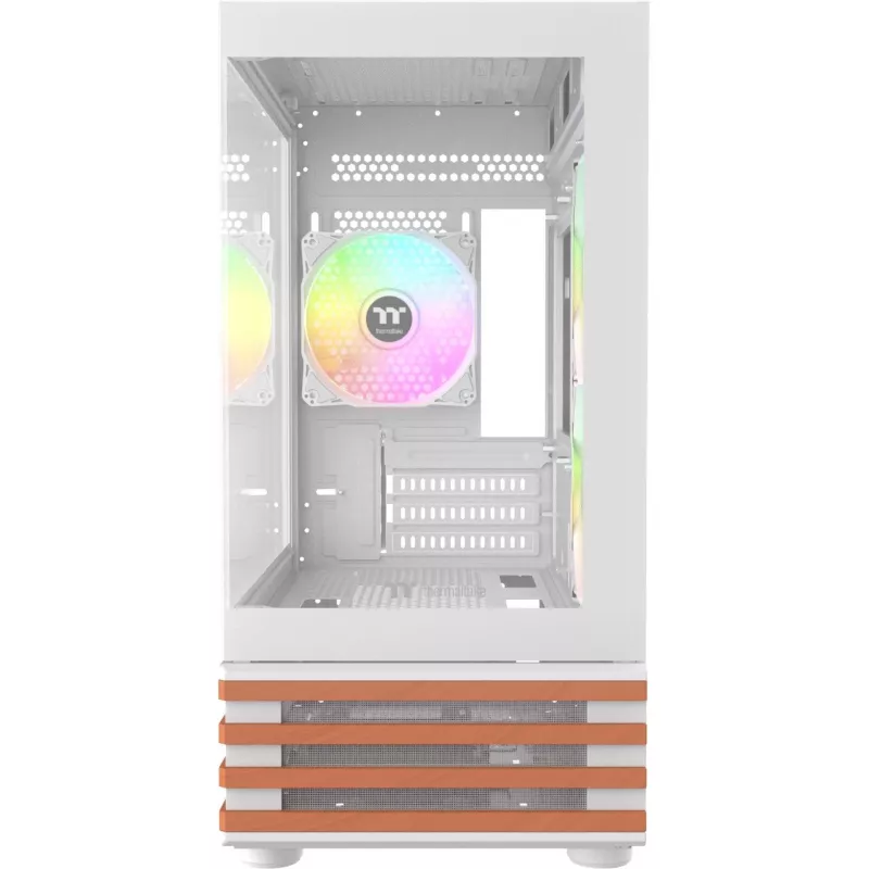PC Micro Tower korpusas THERMALTAKE View 170 WS ARGB Snow — Micro ATX, baltas, 2x120mm šone, 1x120mm gale, PSU apačioje, palaiko 2.5 colio/3.5 colio
