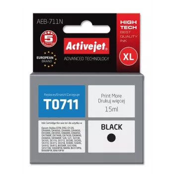 Activejet AEB-711N rašalas (pakaitalas Epson T0711, T0891, T1001; Supreme; 15 ml; juodas)