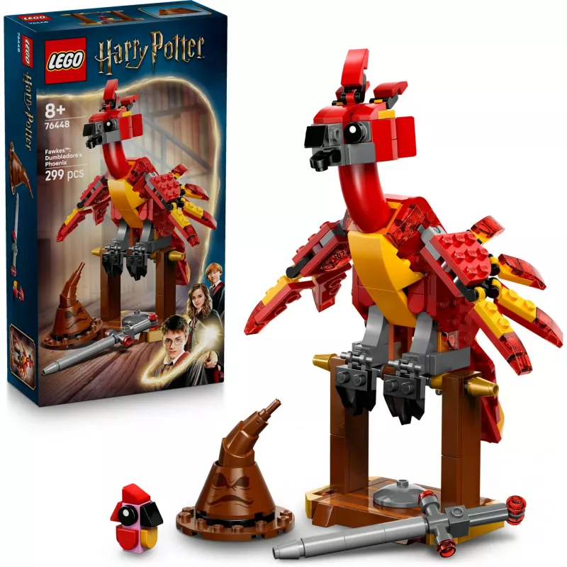 Sukonstruojamas LEGO Fawkes'as – Dumbledore Fenikso modelis 76448, 299 detalės, 160 mm aukštis, amžius 8+