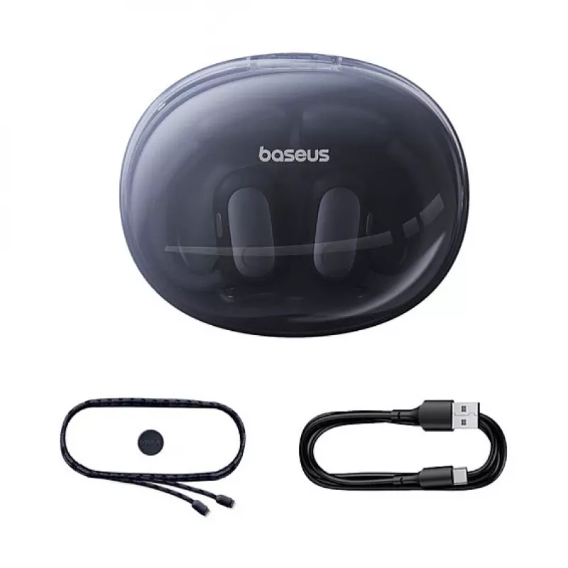 Baseus Eli Sport 1 atviros ausies TWS Cosmic Juoda USB laidas