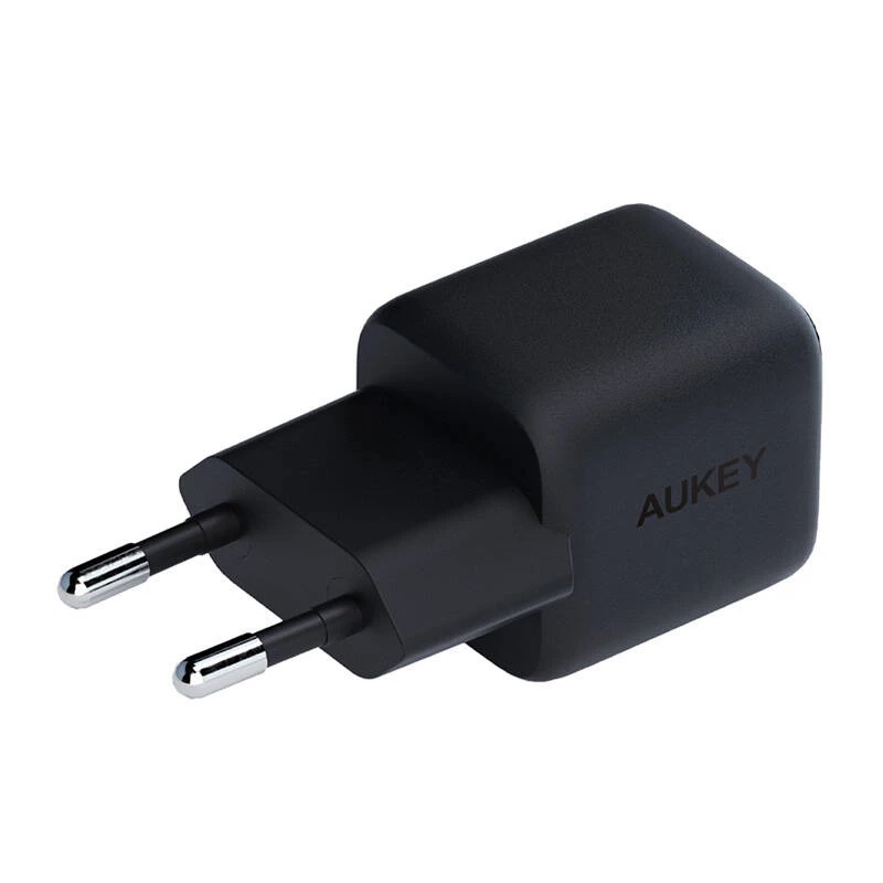 Sieninis įkroviklis Aukey PA-B1L USB-C 30W juodas — kompaktiškas USB‑C PD maitinimo adapteris