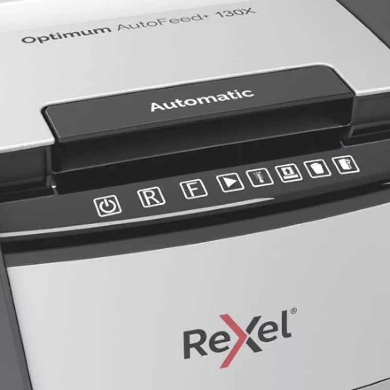 Rexel Optimum AutoFeed+ 130X popieriaus smulkintuvas Kryžminis smulkinimas 55 dB 22 cm Juoda, Sidabrinė